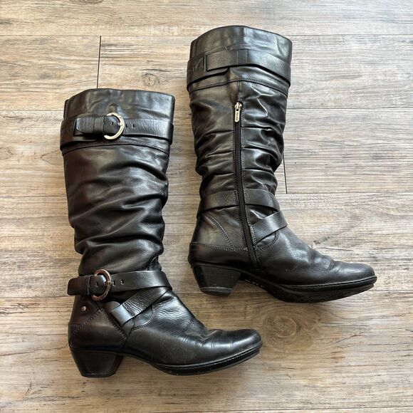 Pikolinos Knee High Boot EU 38 Black Heel Women's 7.5 / 8 Leather Buckle - Picture 13 of 14